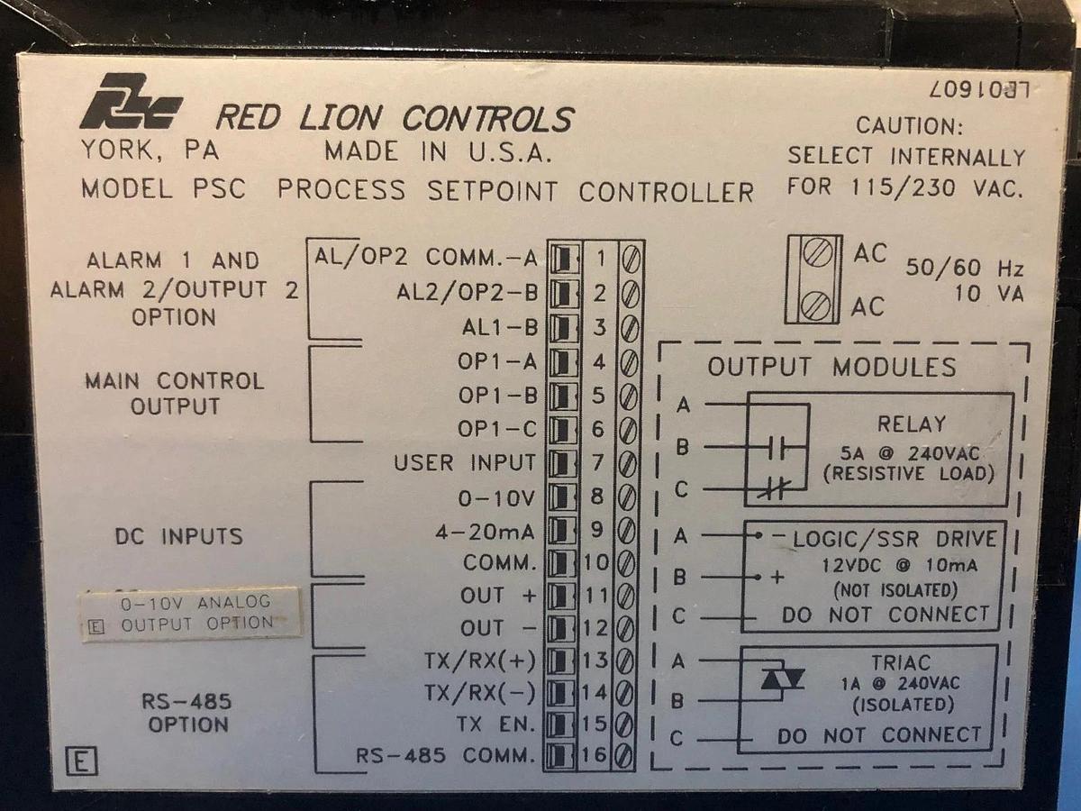 Used Red Lion Controls PSC12005 Digital Process Setpoint Controller