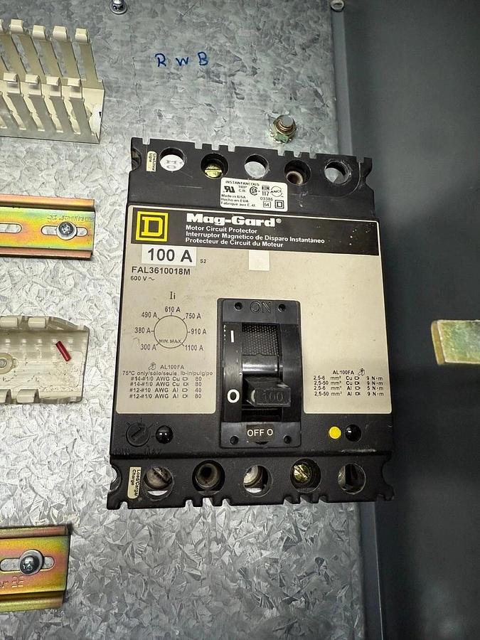 Used Square D 8539SEA51V81CF4P71P72T Combination Starter, Fusible Disconnect Breaker