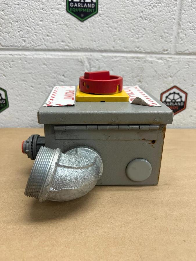 Used 6” x 6” Conduit Box, On and Off Switch, 4” Deep