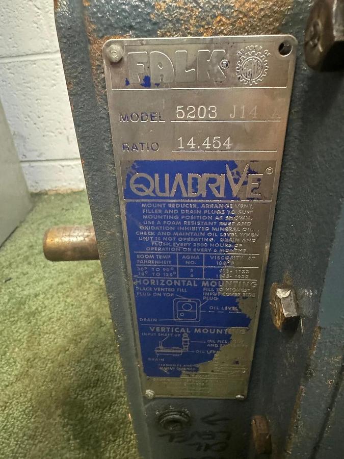 Used Falk 5203 J 14A Gear Drive, 2-3/16th” Shaft Bore, 14.454:1 Ratio