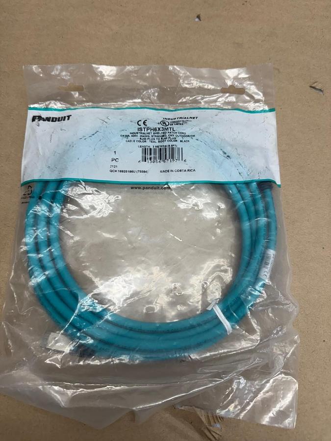 Used Panduit ISTPH6X3MTL Patch Cord Cat6A Shielded 600V RJ45 to RJ45 Plug Teal *NEW*