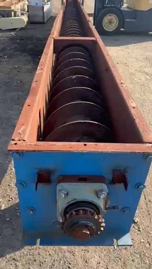Used 32' Industrial Screw Conveyor, 16” Screw, 17” Trough, 10Hp Motor 24.94:1 Gearbox