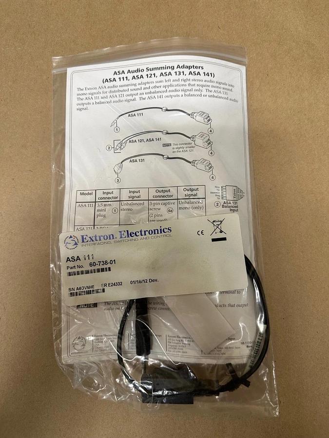 Used Extron Electronics ASA 111 Passive Audio Summing Adapter - Lot of 7 *NEW*