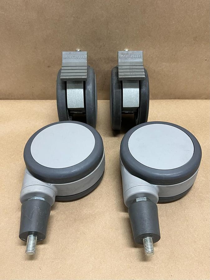 Medcaster Set of (4) 4" Swivel Casters, 2 Total Lock Brake, 2 No Brake