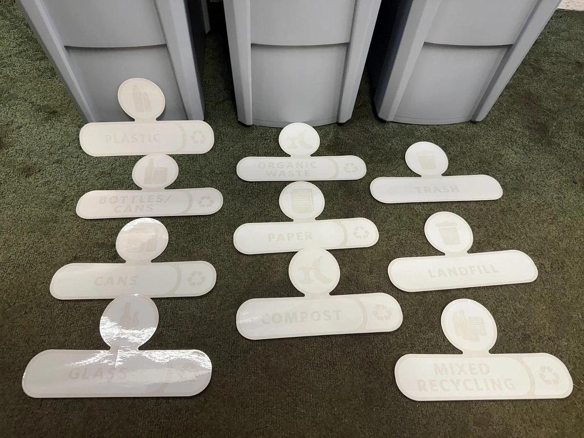 Rubbermaid 2007918 Recycling Station, 3-Stream Landfill/Mixed Recycling/Compost