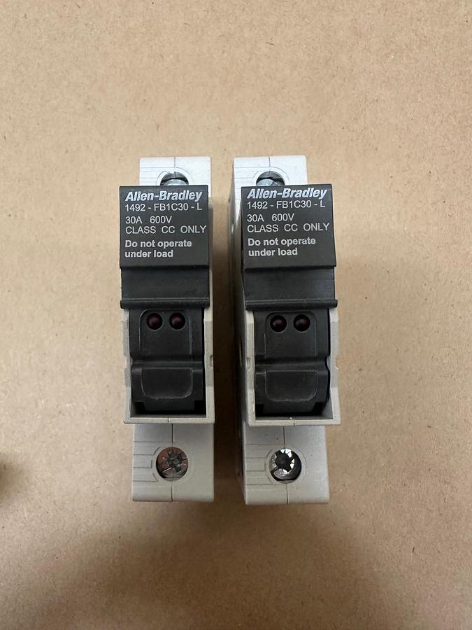 Used Allen Bradley 1492-FB1C30-L 30A, 600V, 1 Pole Fuse Holder - Lot of 2
