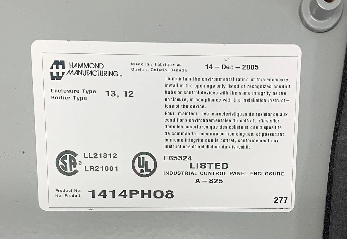 Used Hammond Manufacturing 1414PH08 Enclosure