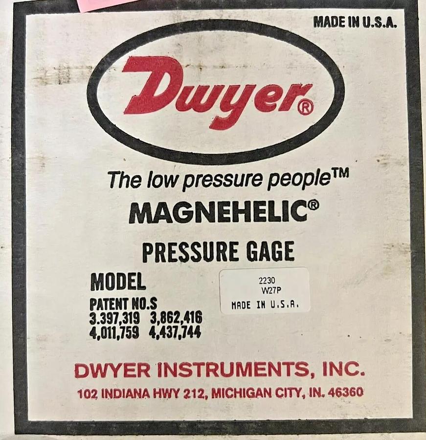 Used Dwyer 2230 Magnehelic Differential Pressure Gage, Range 0-30 PSI