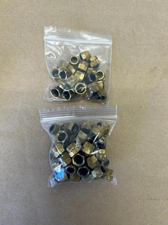 Parker 61P-6 3/8” Brass Poly-Tite Nut + Sleeve Fitting (includes 75 pcs)