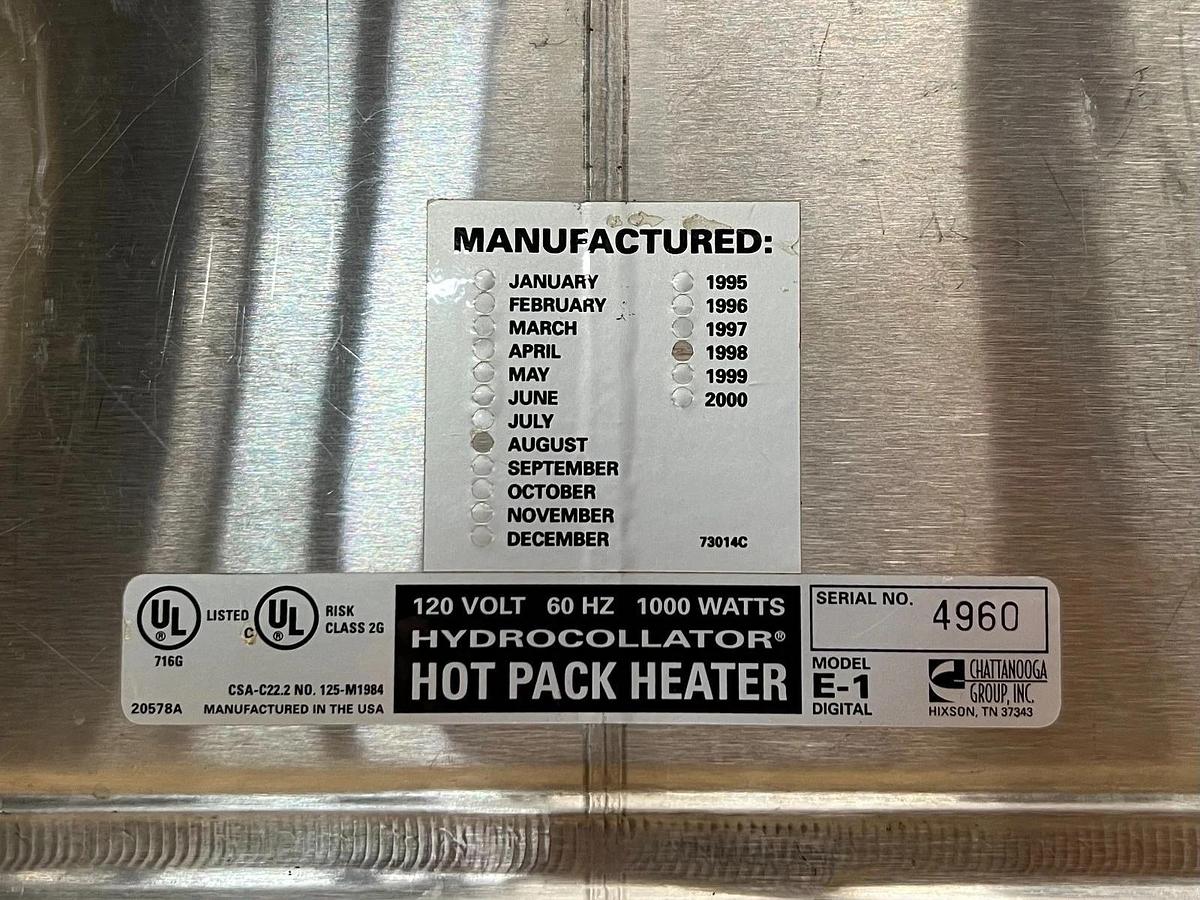 Used Chattanooga E-1 Hydrocollator Hot Pack Heater