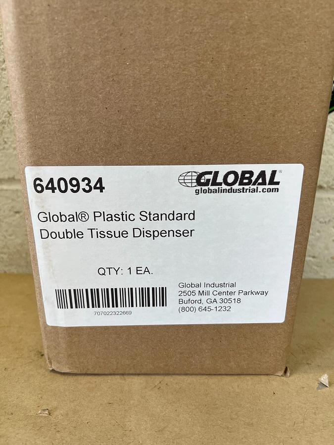 Used Global Industrial 640934 Global Plastic Standard Double Tissue Dispenser