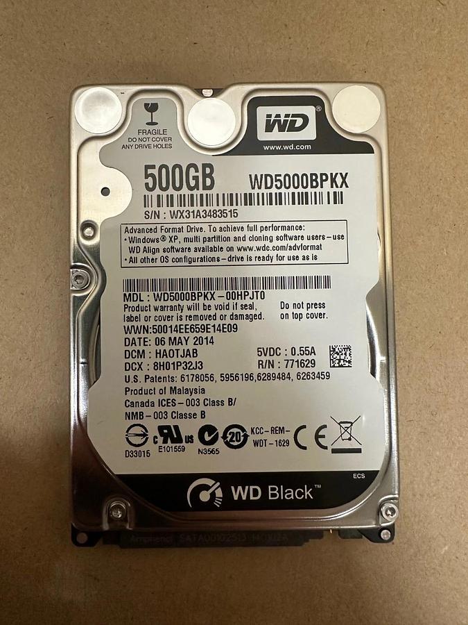Western Digital WD5000BPKX Black 500GB SATA Hard Drive *NEW*