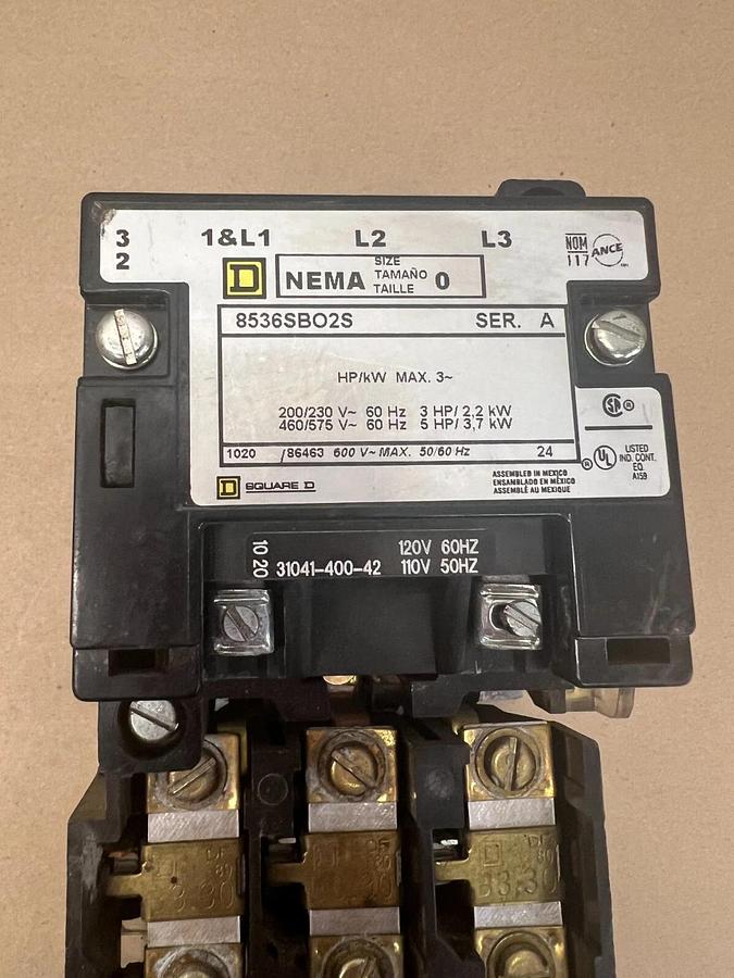 Used Square D 8536SBO2S Ser. A, NEMA Size 0 Starter