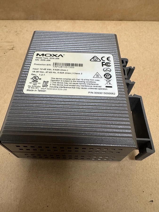 Used Moxa EDS-208 8-Port Ethernet Switch, 12-45VDC