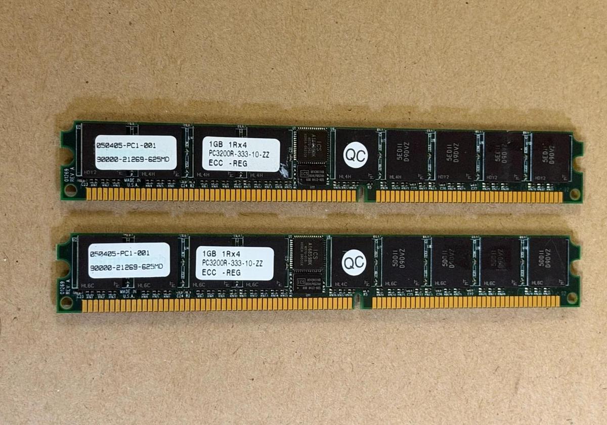 Used Simpletech PC3200R-333-10-22 Ram Memory - Lot of 2