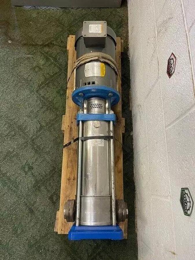 Used Goulds Pump 3SVA1K2GO SS Vertical Multi-Stage Pump w/ Baldor 7.5HP 3450RPM Motor