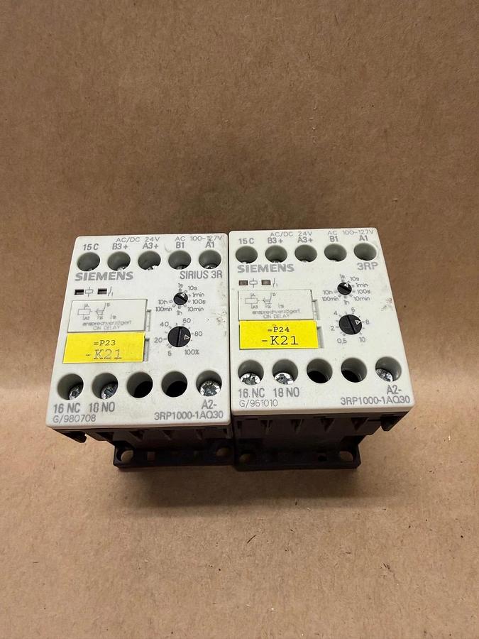 Used Siemens 3RP1000-1AQ30 Timing Relay - Lot of 2
