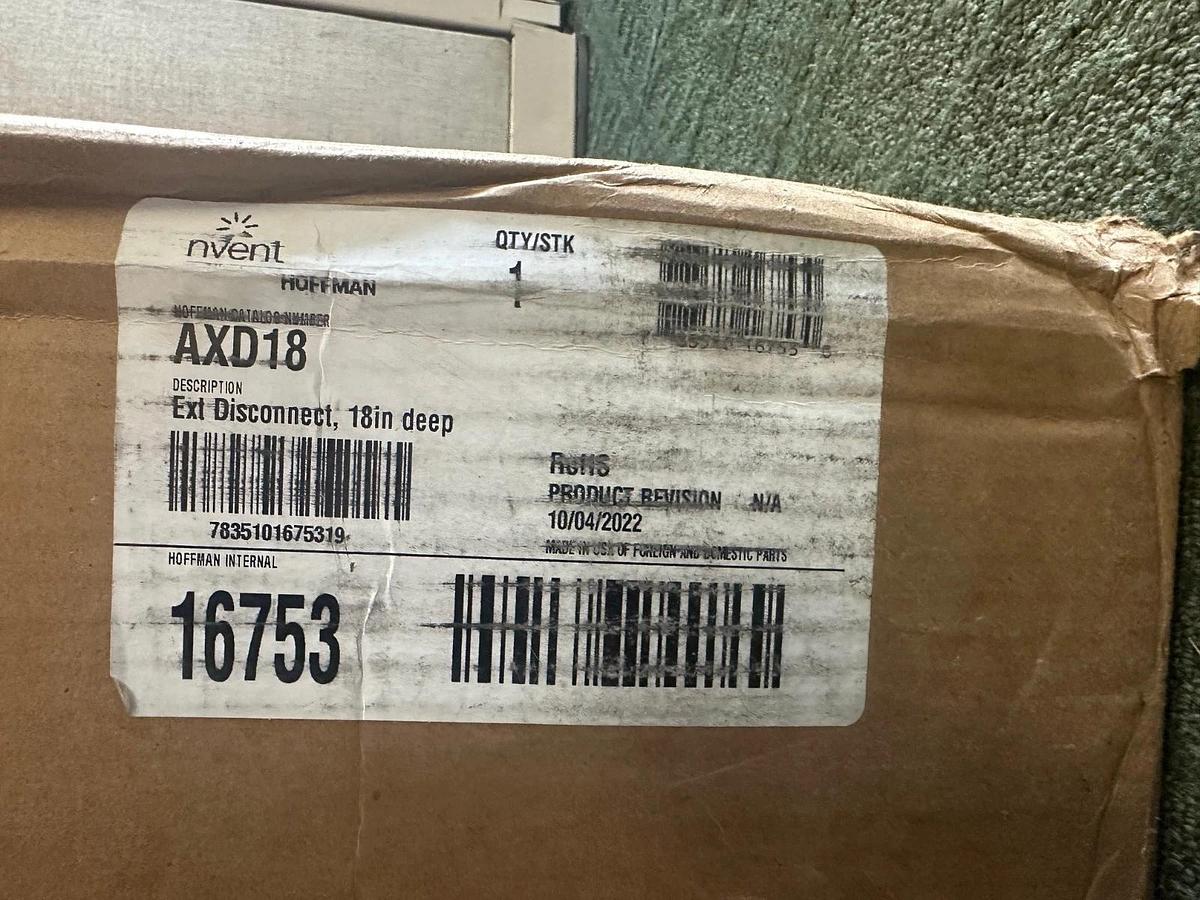 Used NVent Hoffman AXD18 Ext Disconnect, 18" Deep *NEW*