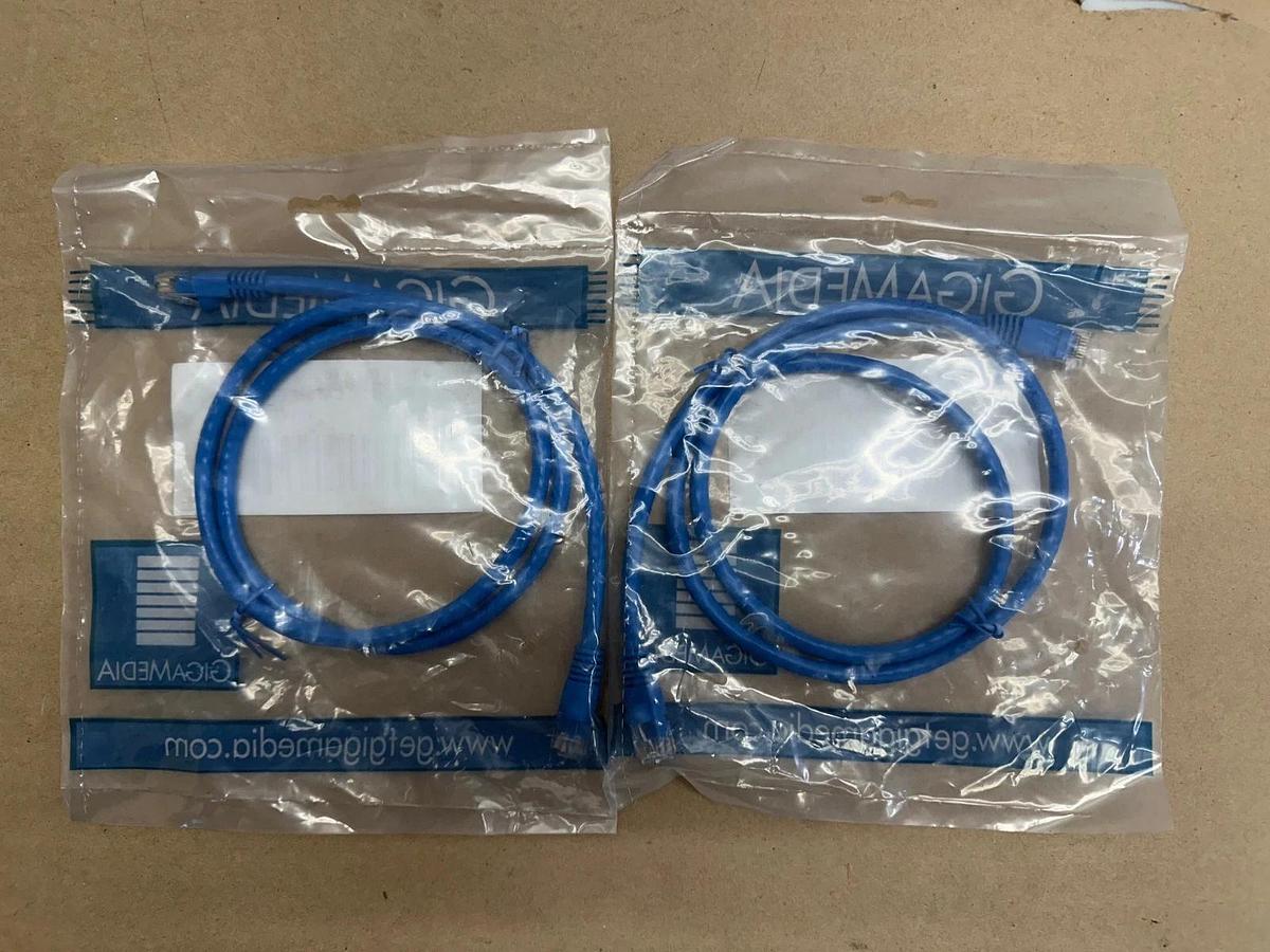 Used Gigamedia CAT603FTBBLU PC CAT6 3FT BLU BTD - Lot of 2 *FACTORY SEALED*