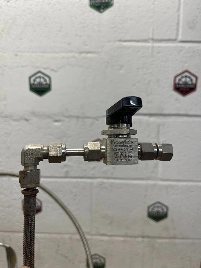 Used 6 Liter Stainless Steel Pressure Vessel with Swagelok Attachments