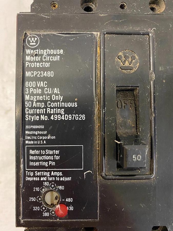 Used Westinghouse MCP23480 Motor Circuit Protector