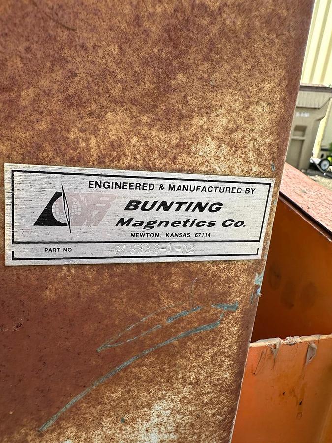 Used Bunting Magnetics 948336-1-02 Magnetic Drum Separator, w/ 1Hp, 1725RPM Motor