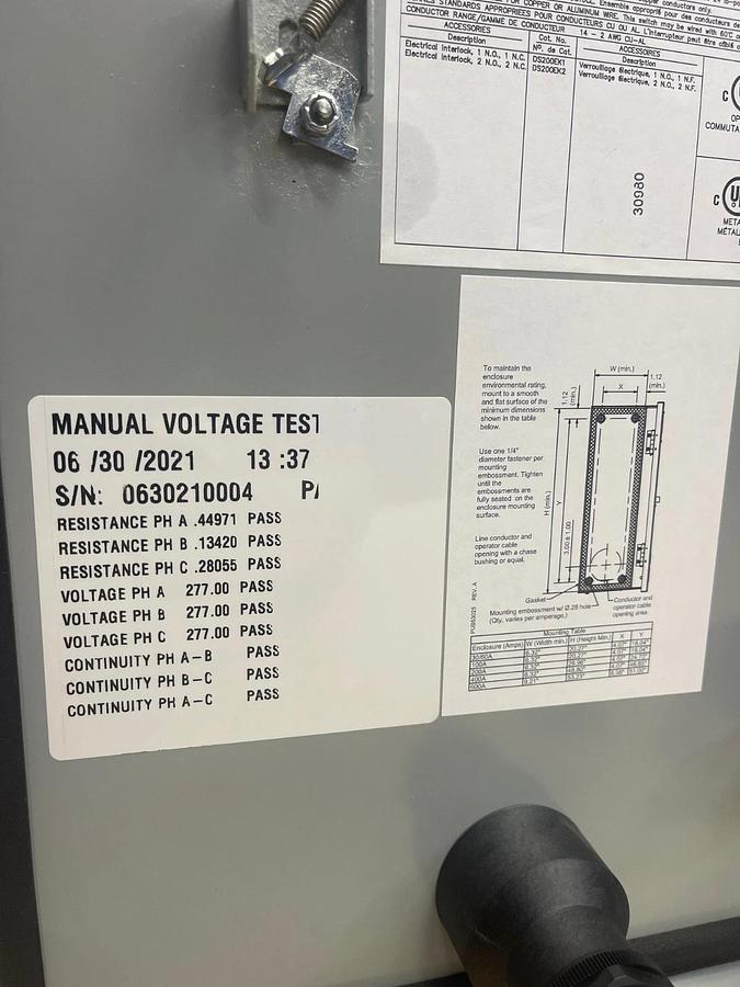 Eaton DEM363FDJA-00VT Heavy Duty Safety Switch, 100A 600V *NEW*