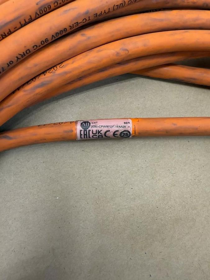 Used Allen-Bradley 2090-CPWM7DF-16AA25 Power/Feedback Cable, Ser A, 16 AWG, 22m