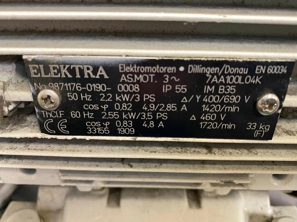 Used Elektra 7AA 100604K Series 4 Pole Motor 50 Hz, 1420 RPM