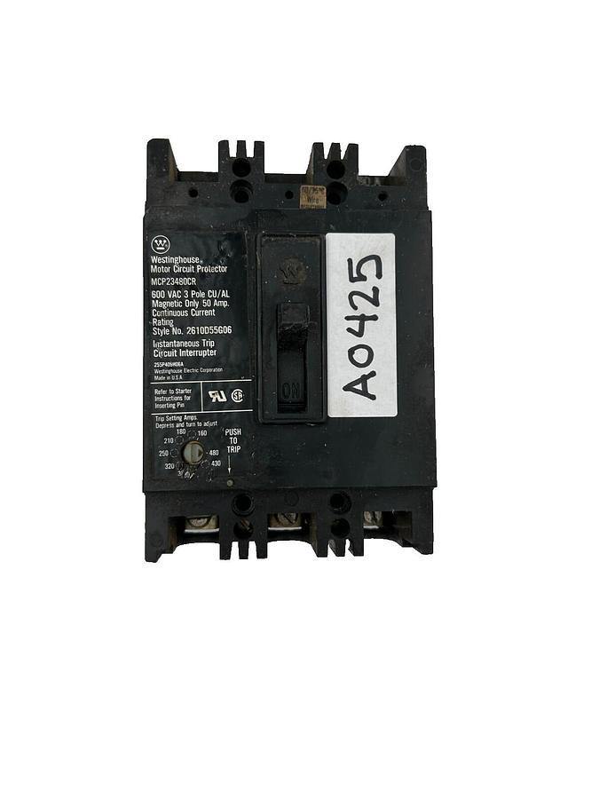 Used Westinghouse Motor Circuit Protector MCP0358, 7A, 3 Pole, 600 VAC