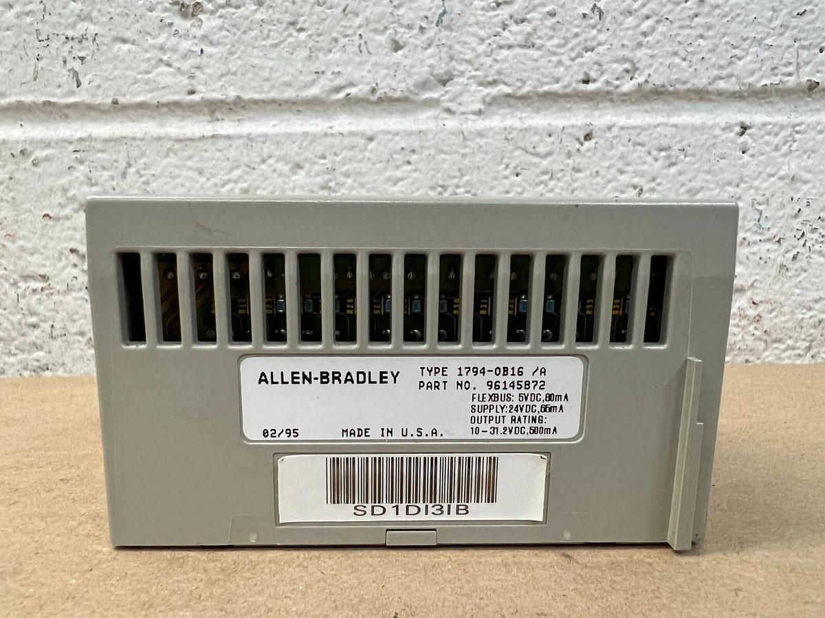 Used Allen Bradley 1794-0B16 w/ Type 1794-TB3/A Flex I/O 24 VDC Source Output