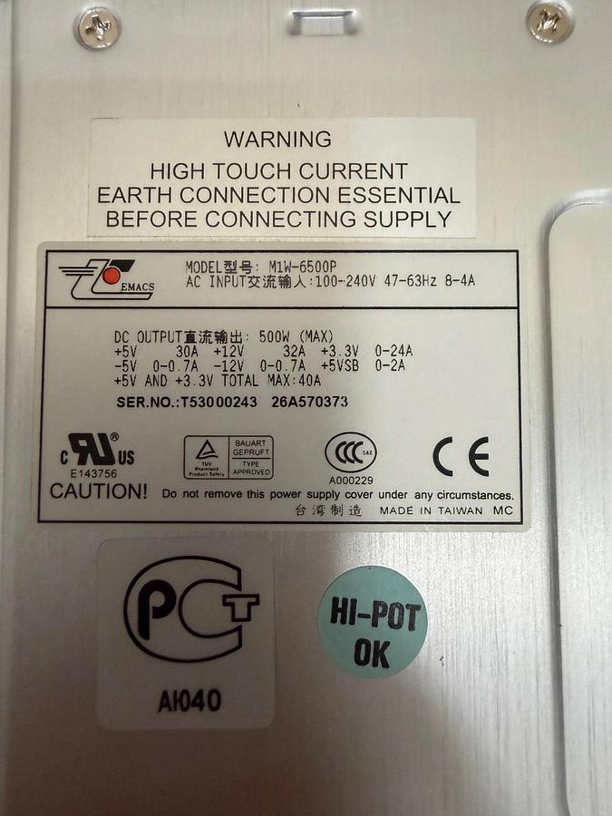 Used Emacs M1W-6500P Server Power Supply