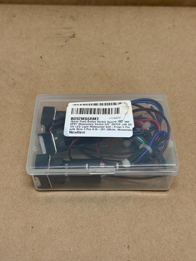 B092MS6RMT 16mm Push Button Switch Square, 3 Pack