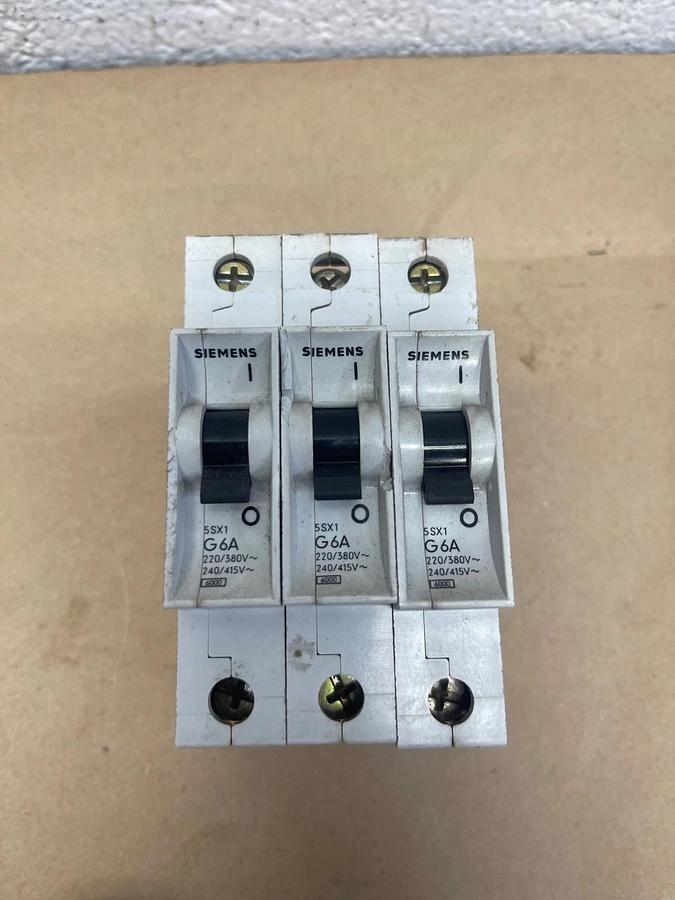 Used Siemens 5SX1 G 6A Circuit Breaker - Lot of 3