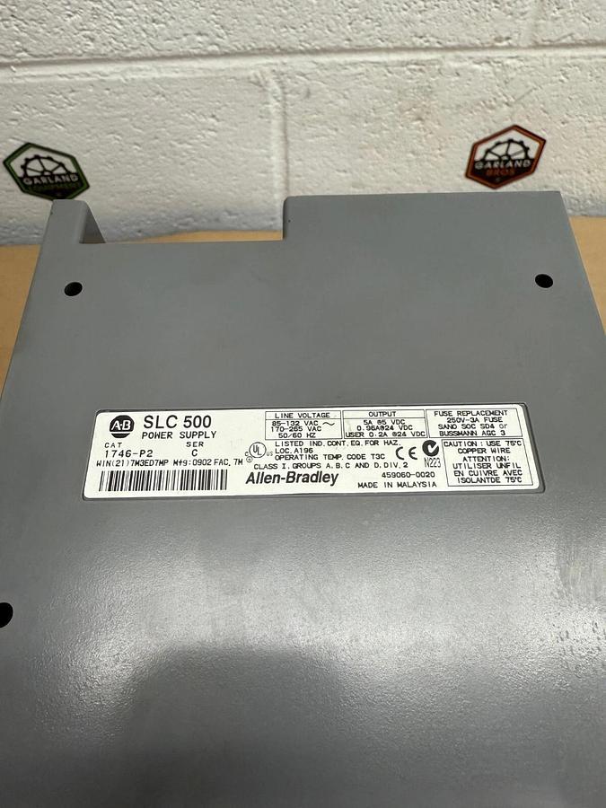 Used Allen Bradley 1746-P2 & 1746-A7 Chassis, Power Supply (P2) and 7-Slot Rack (A7)