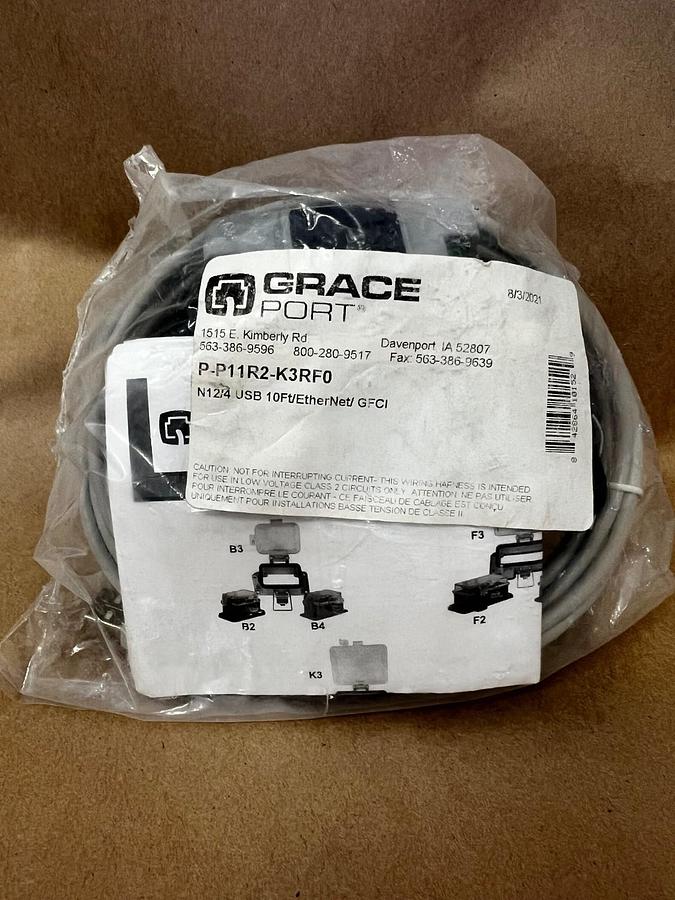 Used Grace Port P-P11R2-K3RF0 N12/4 USB 10Ft/EtherNet/ GFCI *NEW*