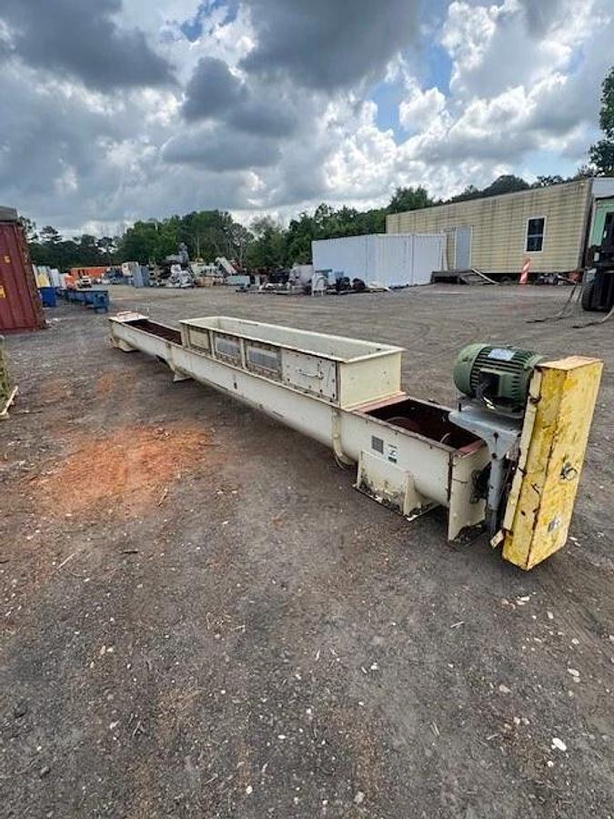 Used 27’ 3” Industrial Screw Conveyor 16” Stick, 17” Trough, 10Hp, 14.03:1 Gearbox