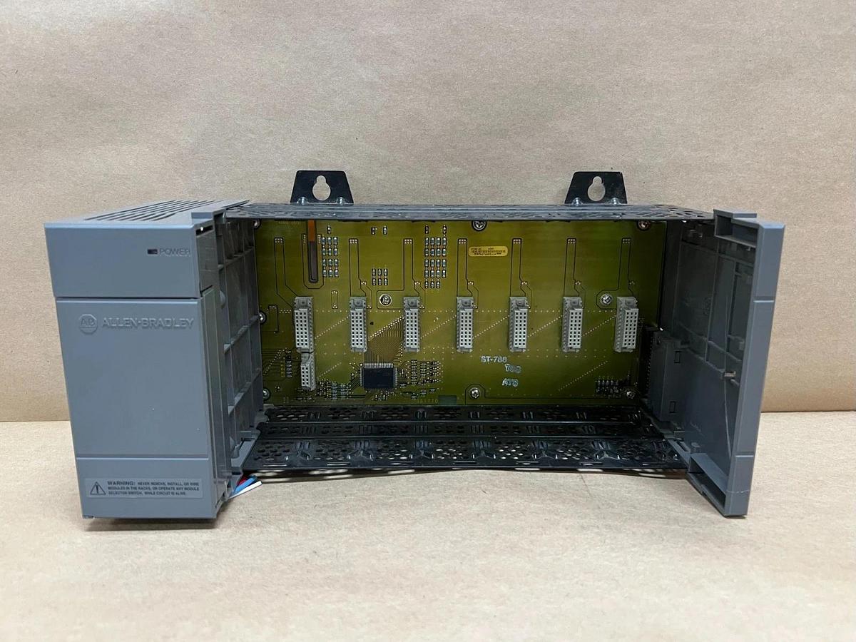 Used Allen Bradley 1746-P1 SLC 500, 7 Slot Power Supply (Broken End Cap) Chassis