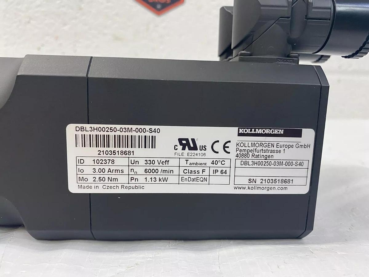 Used Kollmorgen DBL3H00250-03M-000-S40 Servo Motor 6000/min ID:102378