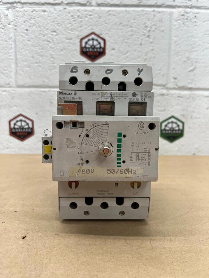 Used Moeller NZM7-63N-NA Molded Case Circuit Breaker, 240V, 600VAC 3 Pole
