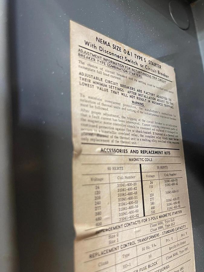 Used Square D 8538-SBG-13 AC Combination Starter Ser A, 30A Disconnect Rating NEMA 0
