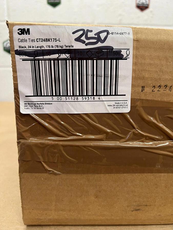 Used 3M CT24BK175-L 24” Black Cable Ties