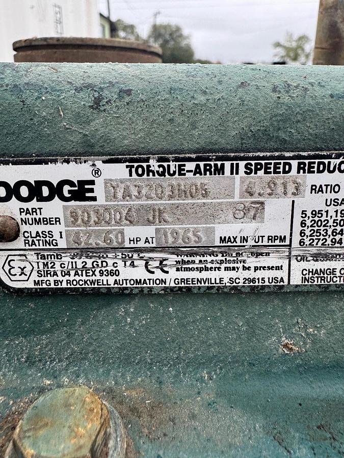 Used Dodge TA3203H05 Gear Drive, Speed Reducer, Ratio 4.913:1, 1-3/8” Shaft w/ Collar