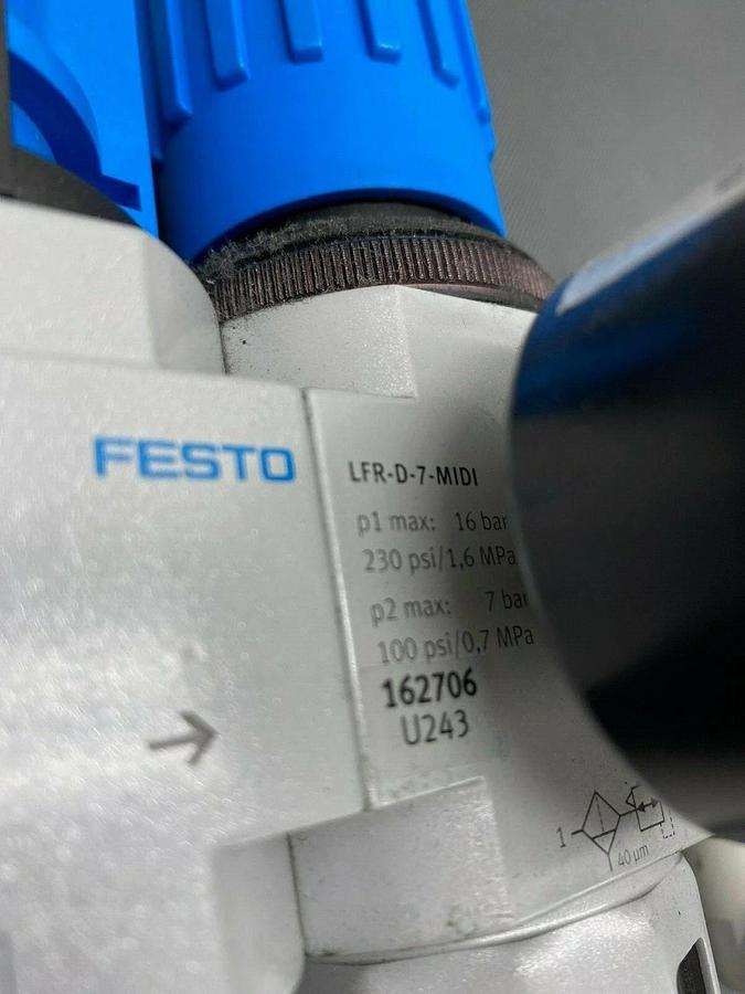 Used Festo LFR-D-7-MIDI Micro Filter w/ Regulator and 4 Additional Festo Attachments