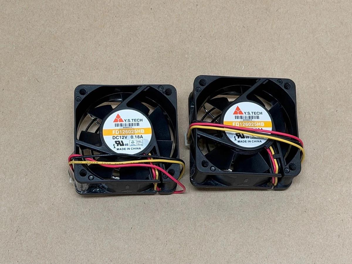 Y.S. TECH FD126025HB 0.18A, 12v Chassis Cooling Fan - Lot of 2