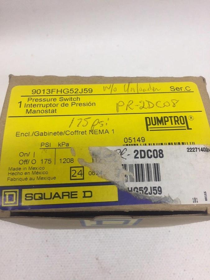 Used Square D Pumptrol Pressure Switch 9013FHG52J59 New