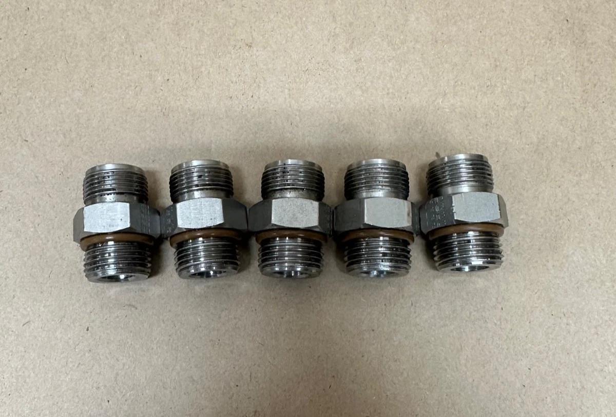Used Parker P316 Stainless Steel Straight Adapter - Lot of 5