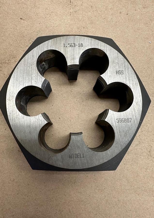 Used Widell 596887 Hex Rethreading Die for 1-3/4”