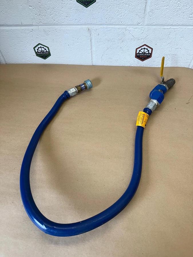 Used Dormont Blue Hose Gas Connector 1/2” Setup w Swivel, Valve, Snapfast SNC B5302