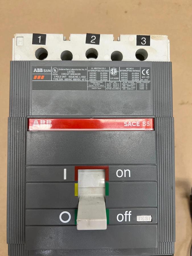 Used ABB S5N/L-4552 3 Pole Circuit Breaker